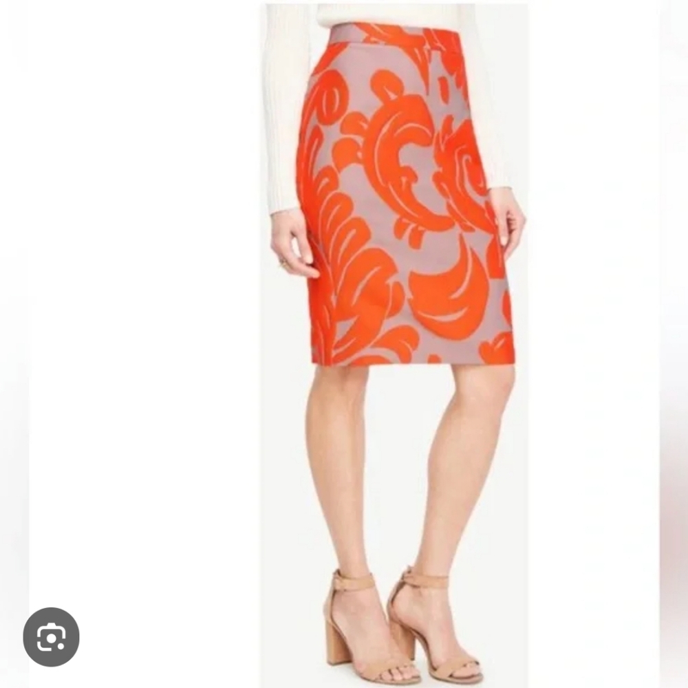 Ann Taylor orange Mauve Fan Leaf Pencil Skirt Size 10P NEW
